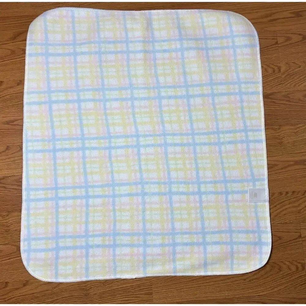 Martha Stewart Everyday Baby Blanket Pastel Plaid White Pink Blue Yellow